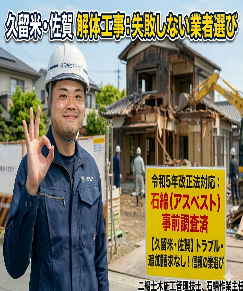 久留米・佐賀で家を壊すなら!解体工事のリスクと信頼できる業者の見極め方