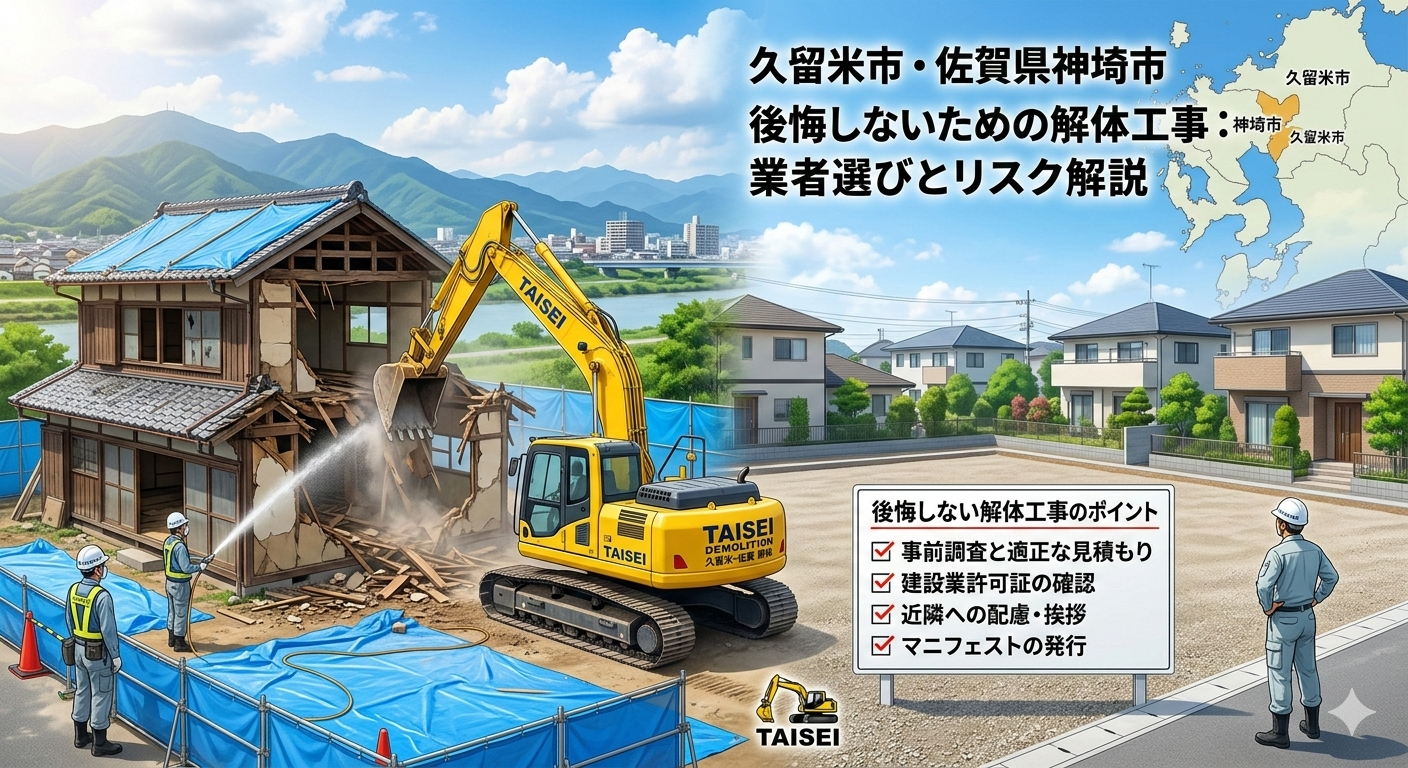 佐賀県神埼市・福岡県久留米市で解体工事を検討中の方へ|トラブルを防ぐ業者選びのコツ